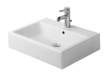 DURAVIT 0454600000 045460 Vero Furniture Washbasin With Overflow and Faucet Deck, Rectangle Shape, 23-5/8 in L x 18-1/2 in W x 6-1/2 in H, Wall Mounting, Ceramic, White, Import