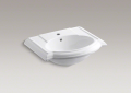 Kohler® 2287-1-0 Devonshire® Bathroom Sink Basin With Overflow Drain, Oval Shape, 24-1/8 in W x 19-3/4 in D x 9 in H, Wall Mount, Vitreous China, White
