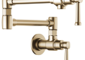 Brizo® 62825LF-GL Artesso® Pot Filler Faucet, 4 gpm Flow Rate, Double Jointed Swivel Spout, Luxe Gold, 1 Handles, Import