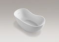 Kohler® 1800-HW1 Abrazo® Bathtub, Oval Shape, 66 in L x 31-1/2 in W, Center Drain, Honed White, Import