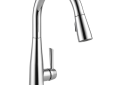 DELTA® 9113T-DST Touch2O® Essa® Pull-Down Kitchen Faucet, 1.8 gpm Flow Rate, Polished Chrome, 1 Handles, 1 Faucet Holes, Function: Traditional
