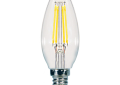 SATCO® S21274 Filament Bulb, 5.5 W, 60 W Incandescent Equivalent, Candelabra E12 Lamp Base LED Lamp, B11 Shape, 500 Lumens