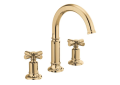 Brizo® 65376LF-PGLHP Invari™ Widespread Lavatory Faucet, Commercial/Residential, 1.5 gpm Flow Rate, 6 in H Spout, 6 to 16 in Center, Polished Gold, Import