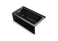 Kohler® 1123-LA-7 Archer® Bathtub With Integral Apron and Integral Flange, Soaking Hydrotherapy, Rectangle Shape, 60 in L x 32 in W, Left Drain, Black