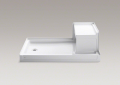 Kohler® 1979-0 Tresham® Single Threshold Shower Base, White, Left Drain, 60 in L x 36 in W x 21-1/8 in D