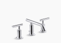 Kohler® 14410-4-CP Widespread Bathroom Sink Faucet, Purist®, 1.2 gpm Flow Rate, 2-3/8 in H Spout, 8 to 16 in Center, Polished Chrome, 2 Handles, Pop-Up Drain