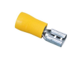 IDEAL® 83-9601 Female Disconnect Terminal, 12 to 10 AWG Conductor, 0.25 x 0.032 in Tab, Shouldered Barrel, Brass, Yellow
