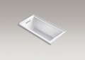 Kohler® 1121-L-0 Underscore® Bathtub With Integral Flange, Soaking Hydrotherapy, Rectangle Shape, 60 in L x 30 in W, Left Drain, White