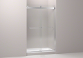 Kohler® 706014-L-SH Levity® Sliding Shower Door, Frameless Frame, Clear Tempered Glass, Bright Silver, 1/4 in THK Glass, 44-5/8 to 47-5/8 in W Opening