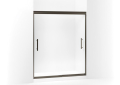 Sterling® 547808-59DR-G05 Sliding Shower Door With CleanCoat® Technology, Finesse® Peak®, Frameless Frame, Tempered Glass, Deep Bronze with Smooth Clear Glass Texture, 5/16 in THK Glass, 66-3/16 in H Opening, 56-5/8 to 59-5/8 in W Opening