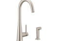 Moen® 7870SRS Sleek™ Kitchen Faucet, 1.5 gpm Flow Rate, Spot Resist Stainless, 1 Handles, 2 or 4 Faucet Holes, Function: Traditional, Domestic