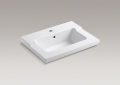 Kohler® 2979-1-0 Tresham® Bathroom Sink With Overflow Drain, Rectangular Shape, 25-7/16 in W x 19-1/16 in D x 7-7/8 in H, Vanity Top Mount, Vitreous China, White