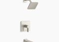 Kohler K-TS23502-4-BN Parallel(R) Rite-Temp(R) Bath and Shower Trim Kit, 2.5 GPM - Vibrant Brushed Nickel