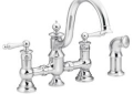 Moen® S713 Waterhill™ Bridge Kitchen Faucet, 1.5 gpm Flow Rate, 8 in Center, Polished Chrome, 2 Handles, Domestic