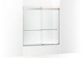 Kohler® 702420-L-BNK 702420-L Levity® Plus Sliding Bath Door, Frameless Frame, Crystal Clear Tempered Glass, Anodized Brushed Nickel, 5/16 in THK Glass, 55-9/16 in H Opening, 56-5/8 to 59-5/8 in W Opening