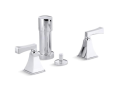 Kohler® 470-4V-CP Memoirs® Stately Design Bidet Faucet, 2.2 gpm Flow Rate, 5-1/2 in Center, Polished Chrome, 2 Handles, Pop-Up Drain