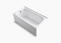 Kohler® 1150-LA-0 Bancroft® Bathtub With Integral Apron, Soaking Hydrotherapy, Rectangle Shape, 60 in L x 32 in W, Left Drain, White