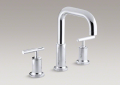 Kohler® T14428-4-CP Purist® Deck Mount Bath Tub Faucet Trim, 16 gpm Flow Rate, 8 in Center, Polished Chrome, 2 Handles, Function: Traditional