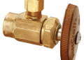 BrassCraft® R19X R Multi-Turn Angle Stop, 1/2 x 3/8 in Nominal, C x Compression, 125 psi, Brass Body, Rough Brass, Domestic