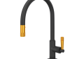Rohl® MB7930LMMBG-2 Graceline Transitional Kitchen Faucet, 1.8 gpm Flow Rate, Matte Black/Satin Gold, 1 Faucet Holes
