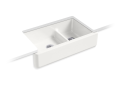 Kohler® 6427-FF Whitehaven® Self-Trimming Kitchen Sink, Rectangular Shape, 35-11/16 in W x 21-9/16 in D x 9-5/8 in H, Reinforced Base Mount, Enameled Cast Iron, Sea Salt™