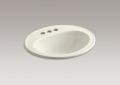 Kohler® 2196-4-96 Pennington® Self-Rimming Bathroom Sink With Overflow Drain, Oval Shape, 4 in Faucet Hole Spacing, 20-1/4 in W x 17-1/2 in D x 8-1/2 in H, Drop-In Mount, Vitreous China, Biscuit