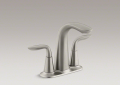 Kohler® 5316-4-BN Refinia® Centerset Bathroom Sink Faucet, Vibrant® Brushed Nickel, 2 Handles, Pop-Up Drain, 1.2 gpm Flow Rate