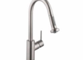 Hansgrohe 14877801 Talis S Pull Down Kitchen Faucet, 1.75 gpm Flow Rate, Steel Optik, 1 Handles, 1 Faucet Holes, Residential