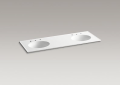 Kohler 2898-8 G81 Ceramic/Impressions 61" Oval Double-Bowl Sink, 8' Centerset Faucet Holes