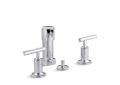 Kohler® 14431-4-CP Bidet Faucet, Purist®, 2.2 gpm Flow Rate, 5-1/2 in Center, Polished Chrome, 2 Handles, Pop-Up Drain