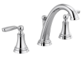 DELTA® 3532LF-MPU 3532 Woodhurst™ Widespread Bathroom Faucet, 1.2 gpm Flow Rate, 4-7/16 in H Spout, 4-1/2 to 16 in Center, Polished Chrome, 2 Handles, Metal Pop-Up Drain, Import