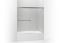 Kohler® 707002-L-SHP Revel™ Sliding Bath Door, Frameless Frame, Crystal Clear Tempered Glass, Bright Polished Silver, 5/16 in THK Glass