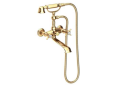 Newport Brass 1014-03N Exposed Tub & Hand Shower Set - Wall Mount - Uncoated Polished Brass