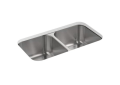 Sterling® 11444-NA McAllister® Kitchen Sink With SilentShield® Technology, Luster, Rectangle Shape, 14-1/16 in Left, 14-1/16 in Right L x 15-3/4 in Left, 15-3/4 in Right W Bowl, 32 in L x 18 in W x 8-9/16 in H, Undermount Mounting, 18 ga Stainless Steel