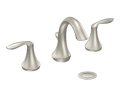 Moen® T6420BN Eva® Bathroom Faucet, 1.5 gpm Flow Rate, 4 in H Spout, 8 to 16 in Center, Brushed Nickel, 2 Handles, Pop-Up Drain, Domestic