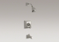 Kohler T461-4V-BN Rite-Temp(R) Pressure-Balancing Bath and Shower Faucet, Stately Design and Deco Handle