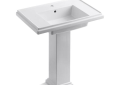 Kohler® 2845-1-0 Tresham® Bathroom Sink Basin With Overflow Drain, Rectangular Shape, 30 in W x 19-1/2 in D x 34-5/8 in H, Wall Mount, Fireclay, White