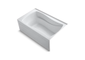 Kohler® 1242-RA-0 Mariposa® Bathtub With Integral Apron and Integral Flange, Soaking Hydrotherapy, Rectangle Shape, 60 in L x 36 in W, Right Drain, White