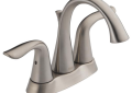 DELTA® 2538-SSMPU-DST Lahara® Centerset Lavatory Faucet, Stainless Steel, 2 Handles, Metal Pop-Up Drain, 1.2 gpm Flow Rate