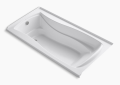 Kohler K-1239-GHLF-0 Mariposa(R) 60" x 36" Alcove Heated BubbleMassage(TM) Air Bath, Left Drain - White