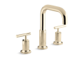 Kohler® T14428-4-AF T14428-4 Purist® Deck-Mount Tub Faucet, Vibrant French Gold, 2 Handles