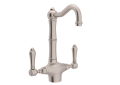 Rohl® A1680LMSTN-2 Traditional Bar/Food Prep Faucet, Acqui, Satin Nickel, 2 Handles, 1.5 gpm Flow Rate