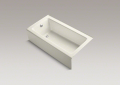 Kohler® 875-96 Bellwether® Bathtub With Integral Front Apron, Soaking Hydrotherapy, Rectangular Shape, 60 in L x 32 in W, Left Drain, Enamel Coated/Biscuit