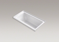 Kohler® 1946-R-0 Archer® Bathtub With Integral Flange, Soaking Hydrotherapy, Rectangular Shape, 60 in L x 30 in W, Right Drain, White