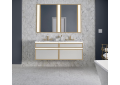 Robern® VP30H1D21T26S82 Vanity, Profiles™, 7-1/2 in OAH x 30 in OAW x 21-7/8 in OAD, Wall Mount, Matte Gold Frame/Matte White Glass Cabinet, Domestic
