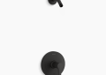 Kohler K-TLS97077-4-BL Pitch(R) Rite-Temp(R) Shower Trim Kit, without Showerhead - Matte Black