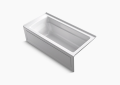 Kohler® 1948-RA-0 Archer® Bathtub With Integral Apron and 3-Side Integral Flange, Soaking Hydrotherapy, Rectangular Shape, 66 in L x 32 in W, Right Drain, White
