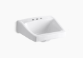 Kohler® 1728-0 Chesapeake™ Bathroom Sink, Squared Shape, 4 in Faucet Hole Spacing, 19-1/4 in W x 17-1/4 in D x 8-1/8 in H, Wall/Concealed Arm Mounting, Vitreous China, White