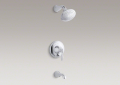 Kohler T312-4M-CP Rite-Temp(R) Pressure-Balancing Bath and Shower Faucet, Lever Handle