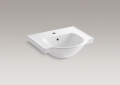 Kohler® 5247-1-0 Veer™ Bathroom Sink Basin With Overflow, Arched Shape, 21 in W x 18-3/16 in D x 8-1/16 in H, Wall Mount, Vitreous China, White